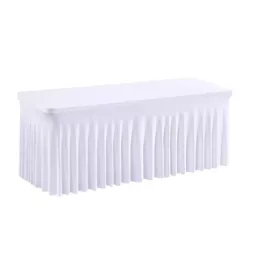 Housse de table blanche effet jupe