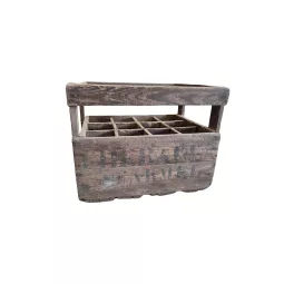 Ancienne caisse à bouteilles en bois 12 trous