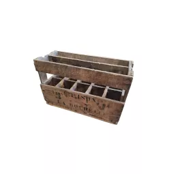 Ancienne caisse à bouteilles en bois 10 trous